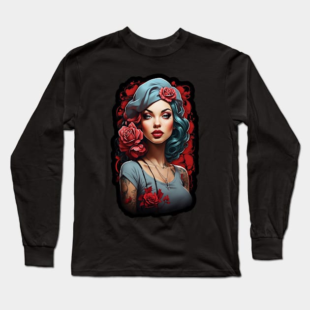 Pin Up Modern Classic Art Long Sleeve T-Shirt by Dürer Design